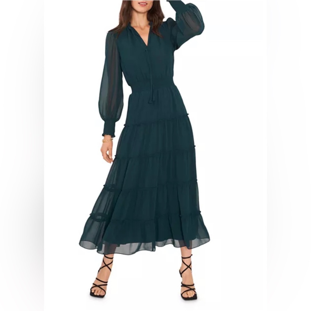 1.STATE Long Sleeve Tiered Maxi Dress